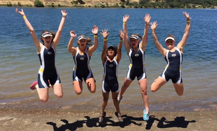BIR Varsity Girls 4+ Celebrating at Nationals 2018