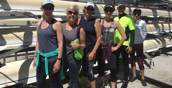 seven new rowers and a Canada goose