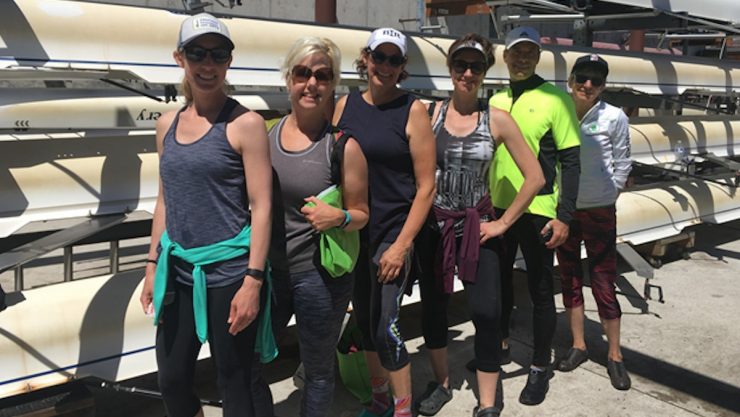 seven new rowers and a Canada goose